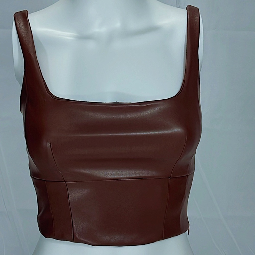 Forever 21 Faux Leather Crop Top zipper on the side - S